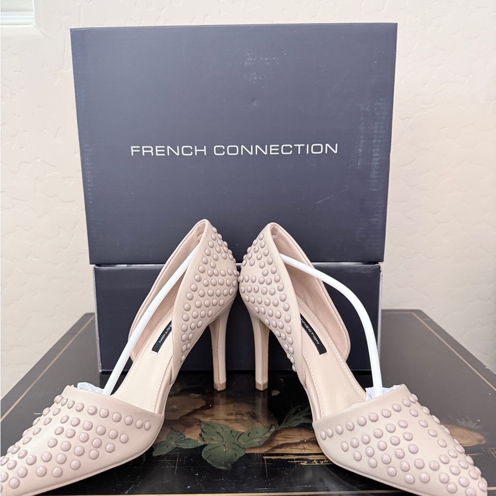 French Connection Nude Studded Heels